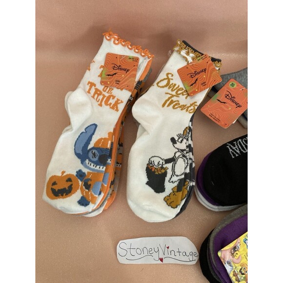 New Disney HALLOWEEN Crew Socks  MINNIE, Stitch, Spongebob, Wednesday - Picture 5 of 16